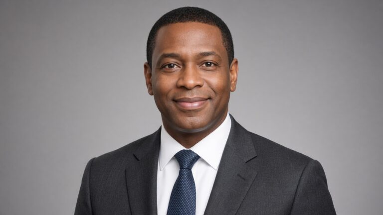 Professional man in a suit smiling in a headshot